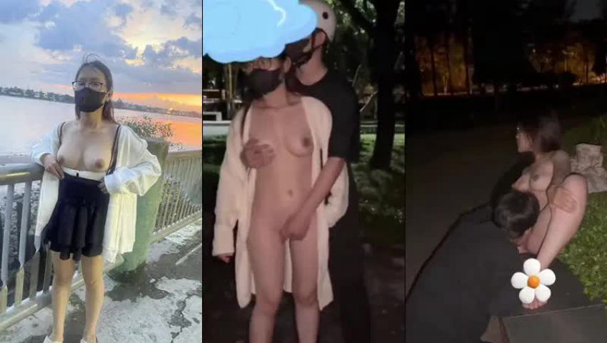 Bé sinh viên hồn nhiên cởi đồ trong sân trường đại học còn cho trai lạ check thử ~ Sex Public