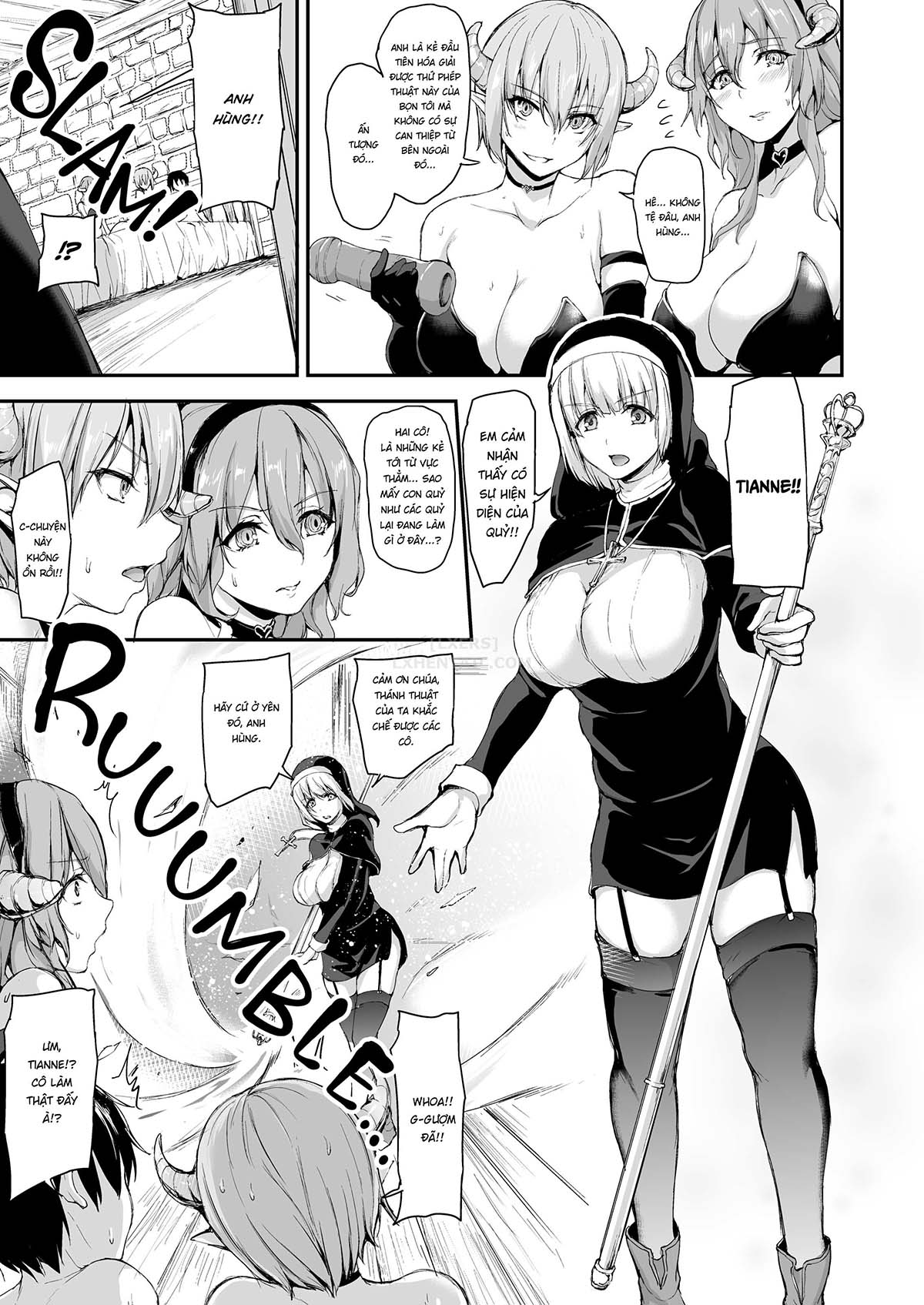 Đọc truyện hentai Tales of a Harem in Another World - Chap 5 - Ambushed! The Wild Succubus Sisters Appear!