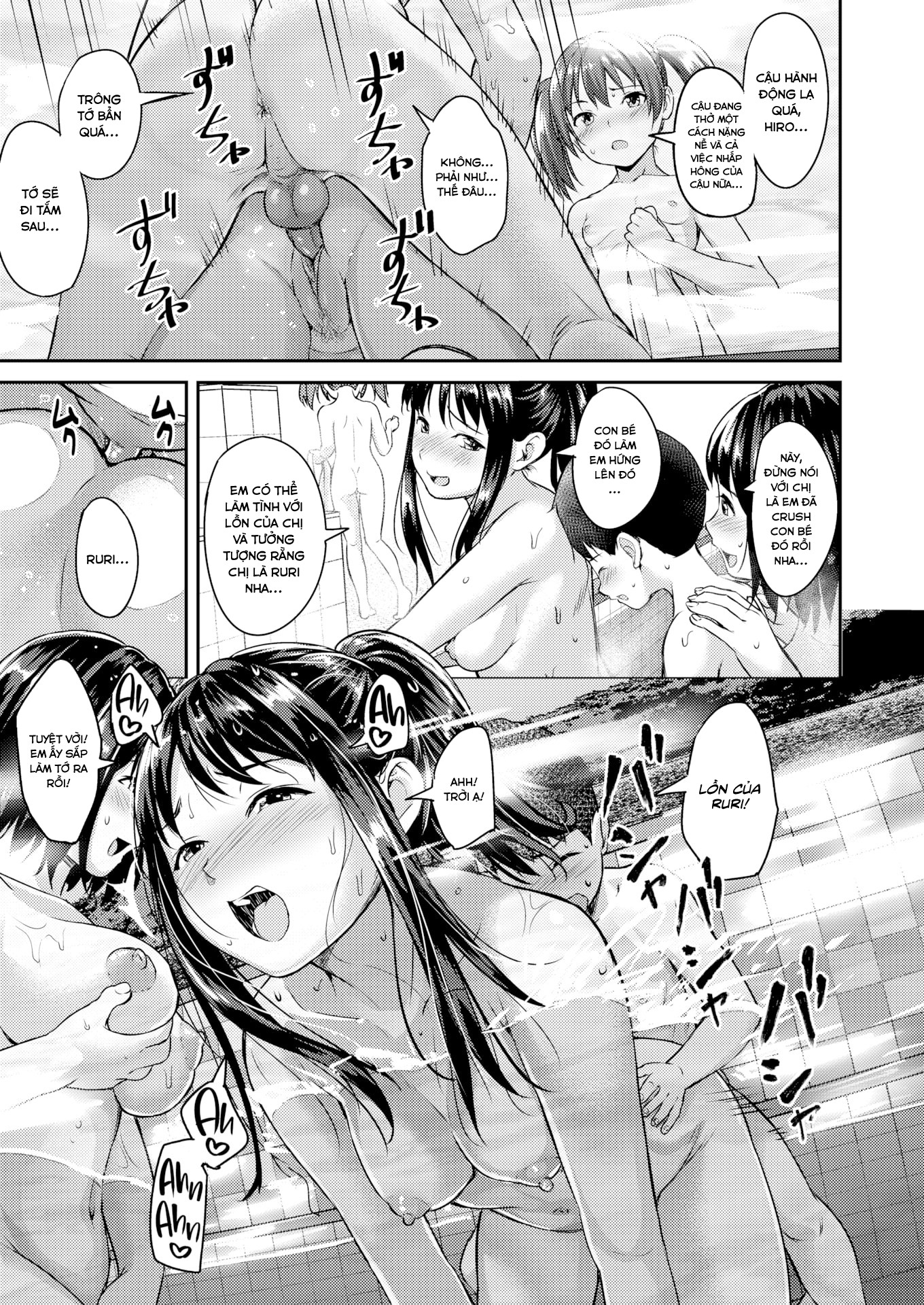 Đọc truyện hentai Tắm cùng các chị - Oneshot