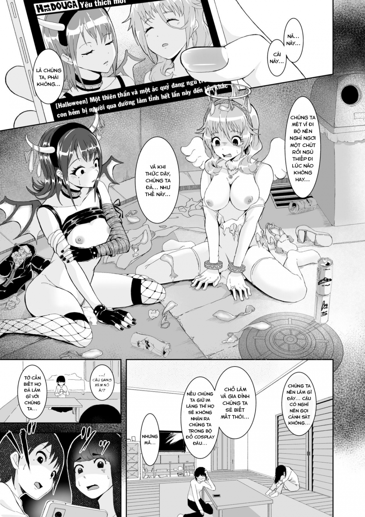 Đọc truyện hentai Thiên thần và ác quỷ bị địt ngày Halloween - Oneshot