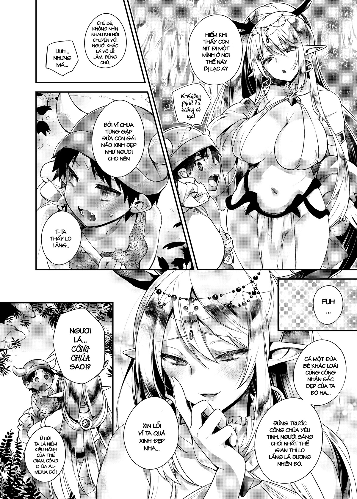 Đọc truyện hentai Hitonarazaru Oyomesama (Trọn bộ) - Chap 1: Shota Orc-kun wa Elf no Ohimesama o Jouzu ni Haramaserareru kana?