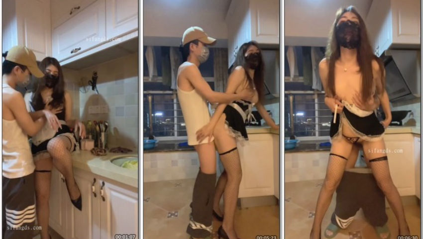 Chịch em sugar baby mặc đồ hầu gái ở dưới bếp cực nứng, em cosplay như vậy anh mới có cảm hứng