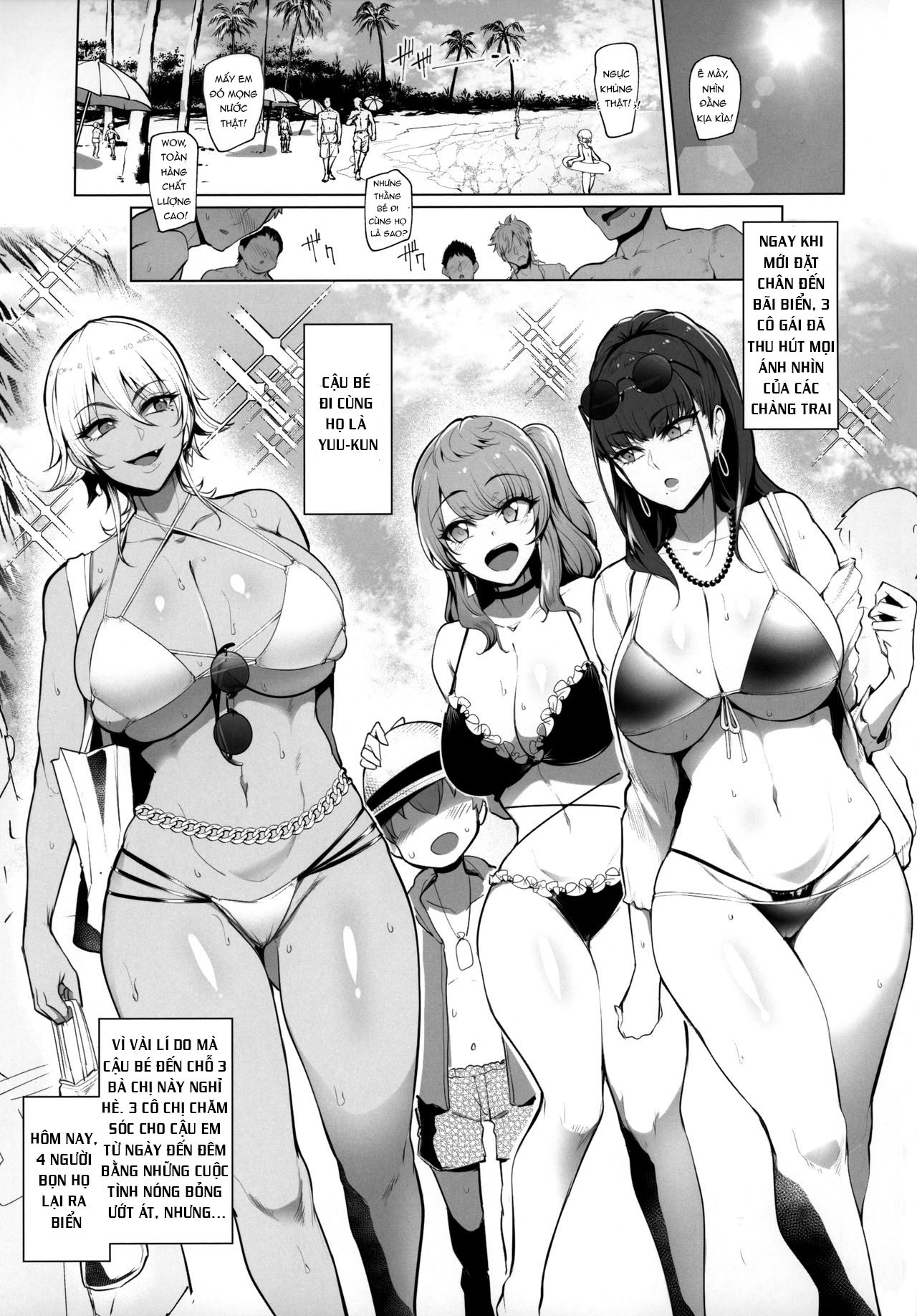Đọc truyện hentai Odekake Shita no wa H na Gal Onee-chan-tachi to no Umi deshita - Oneshot