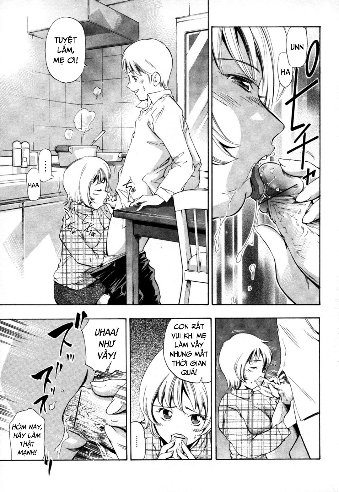 Đọc truyện hentai Midara na Haha Shishunki na Boku - Chap 4 - Lén lút trong nhà bếp!