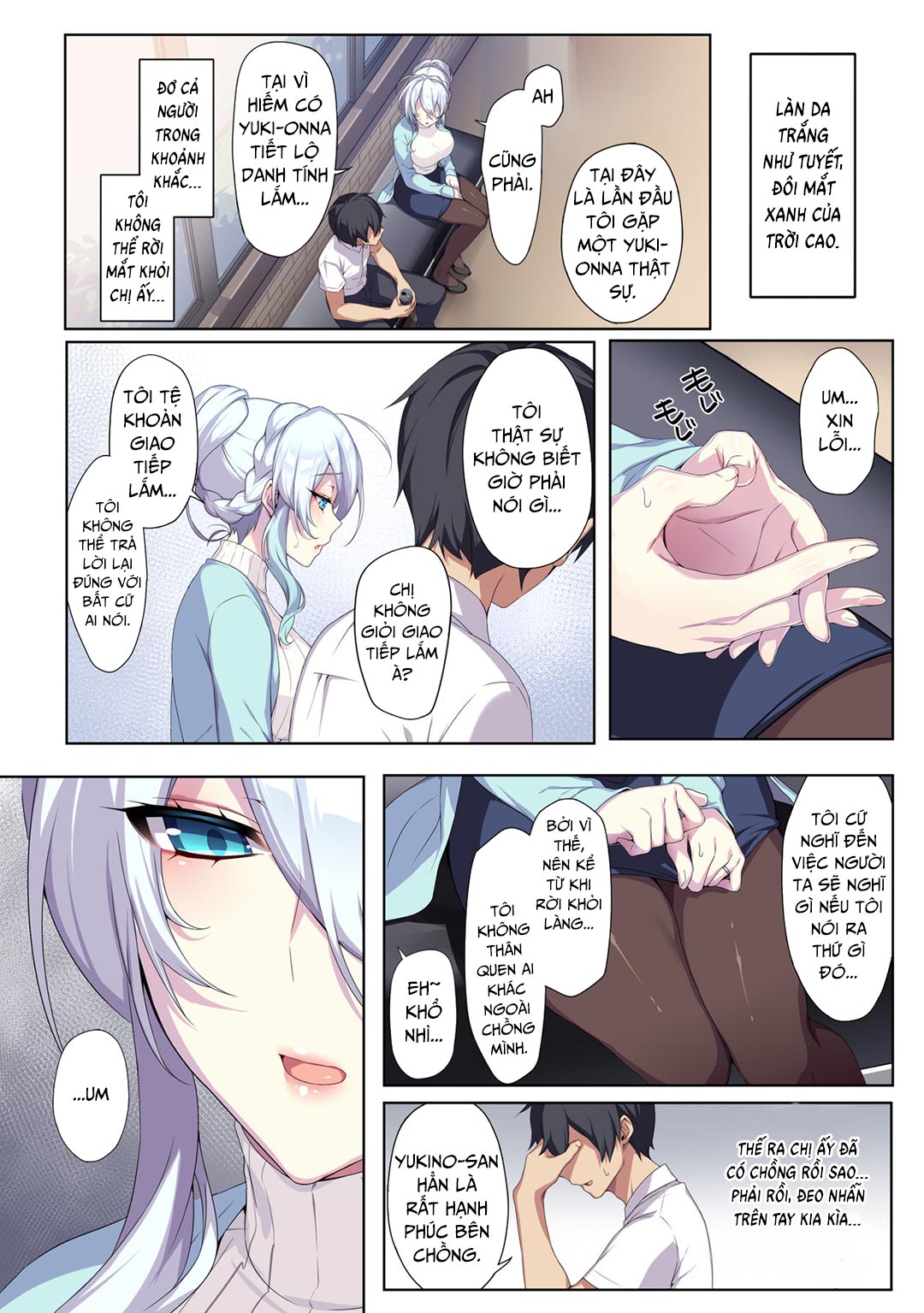 Đọc truyện hentai Hitozukiai Ga Nigate Na Miboujin No Yukionna-San To Noroi No Yubiwa - Chap 1 - Có che