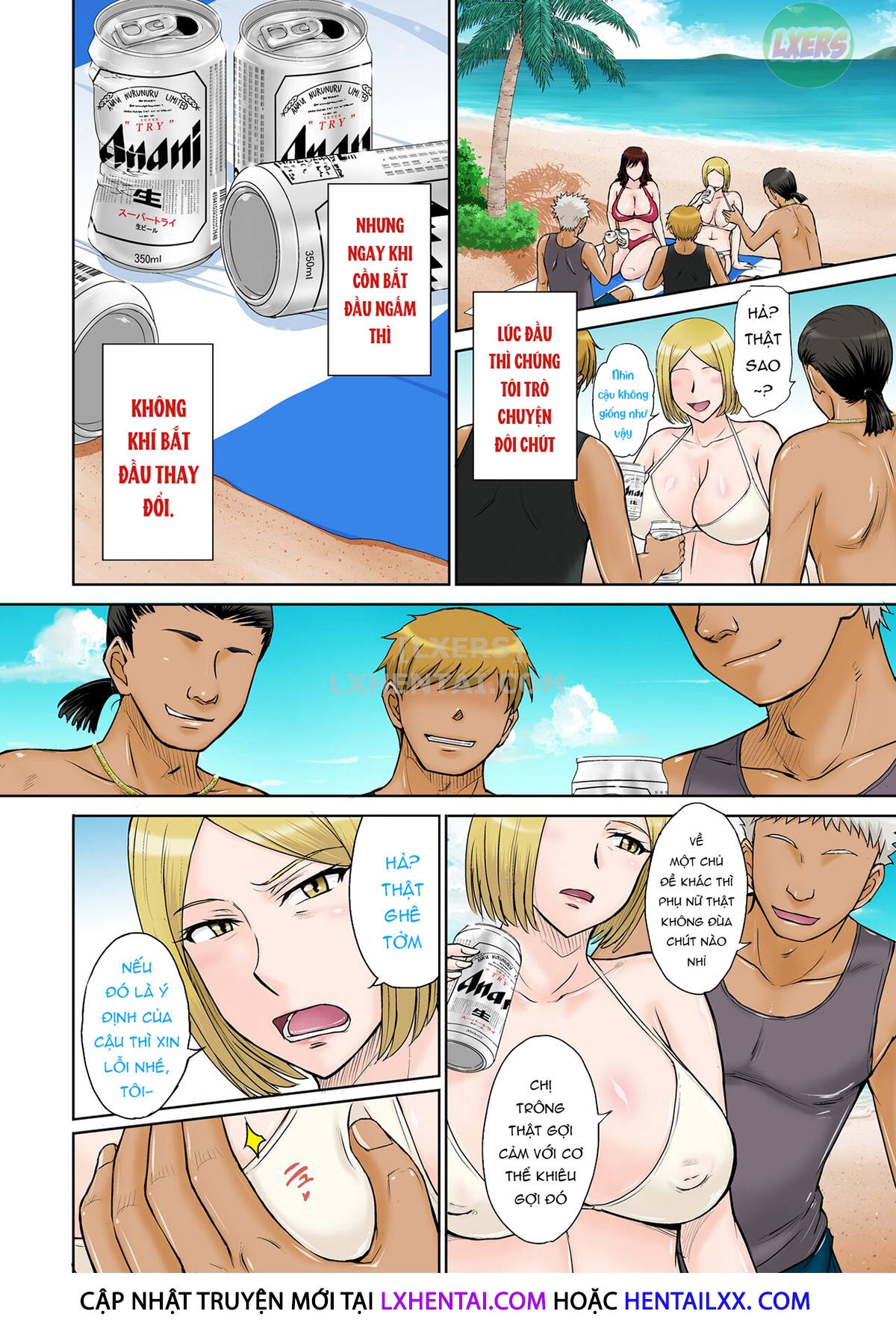 Đọc truyện hentai Hitozuma Nanpa! Namahame!! Resort Island - Oneshot