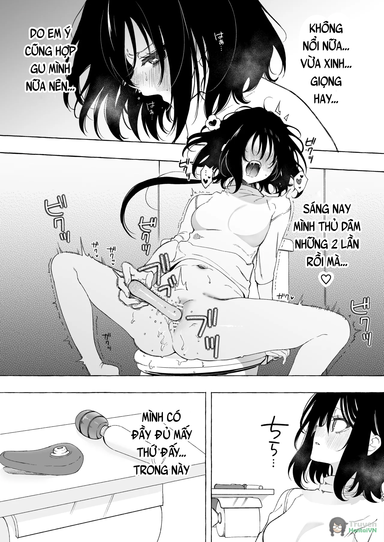 Đọc truyện hentai Mimi de Koishita Douryou ~OnaSuppo Onsei Otaku Onna ga Douryou no Koe ni Hannou Shite Ikimakuri~ - Oneshot