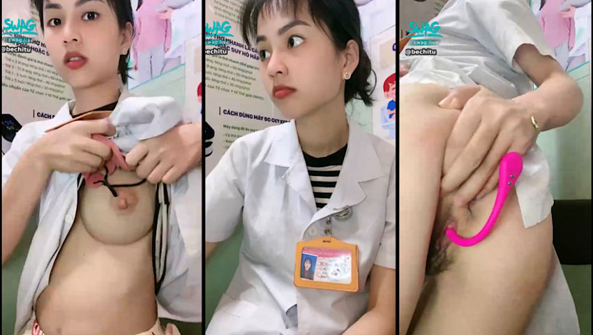 Bé dược sĩ show vú đặt máy rung vào bướm trong giờ làm . Tê bướm muôn nơi ~ Sex Viet69