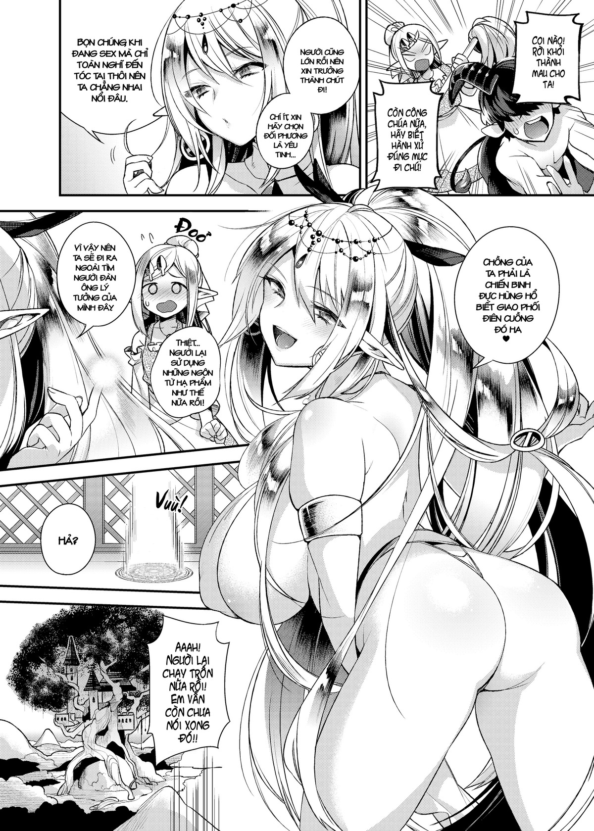 Đọc truyện hentai Hitonarazaru Oyomesama (Trọn bộ) - Chap 1: Shota Orc-kun wa Elf no Ohimesama o Jouzu ni Haramaserareru kana?